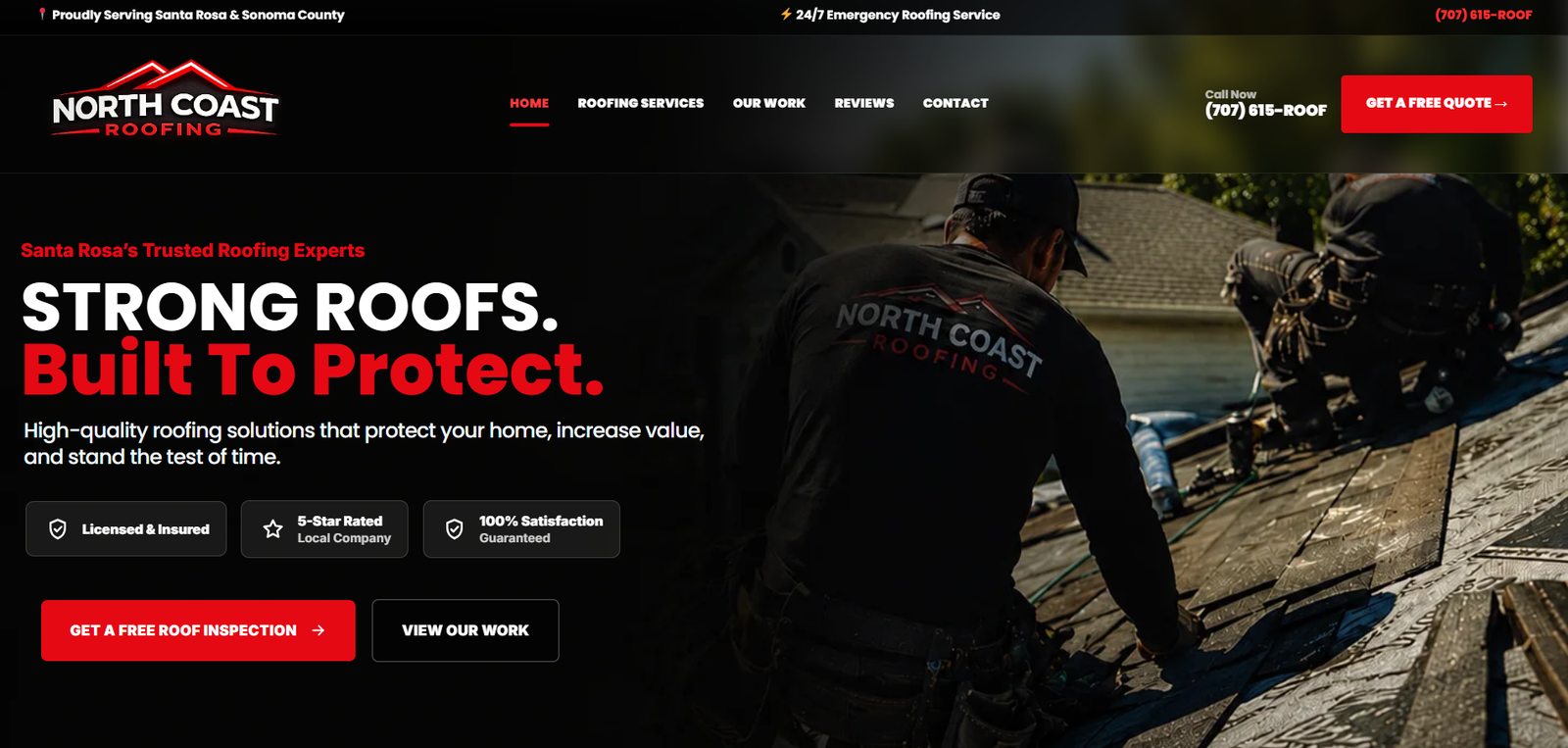 Roofing website portfolio preview