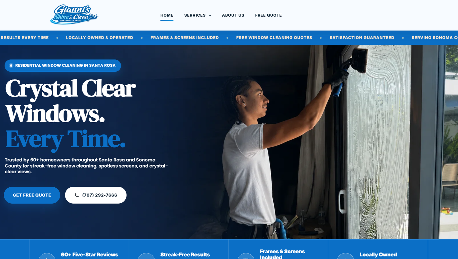 Gianni's Shine and Clean window cleaning website preview