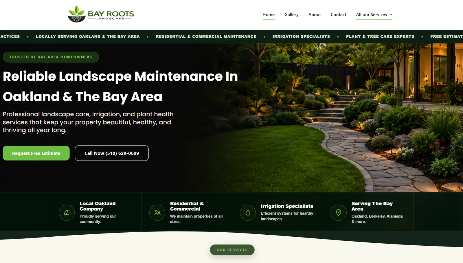 Bay Roots Landscape website preview
